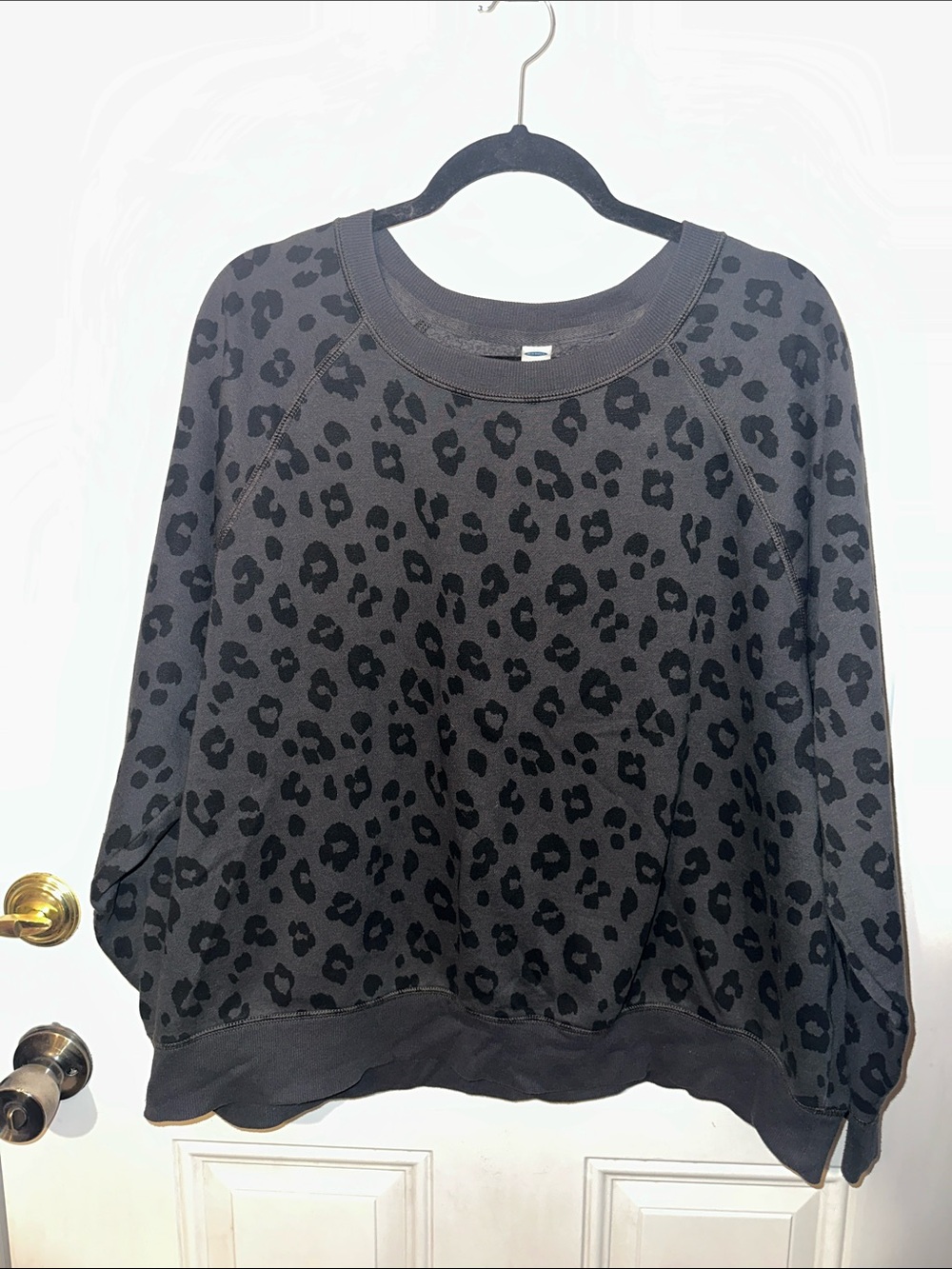 Old Navy Black Leopard-Print Crewneck Sweater